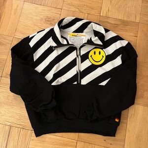 Aviator Nation Black and White Striped Quarter-Zip
